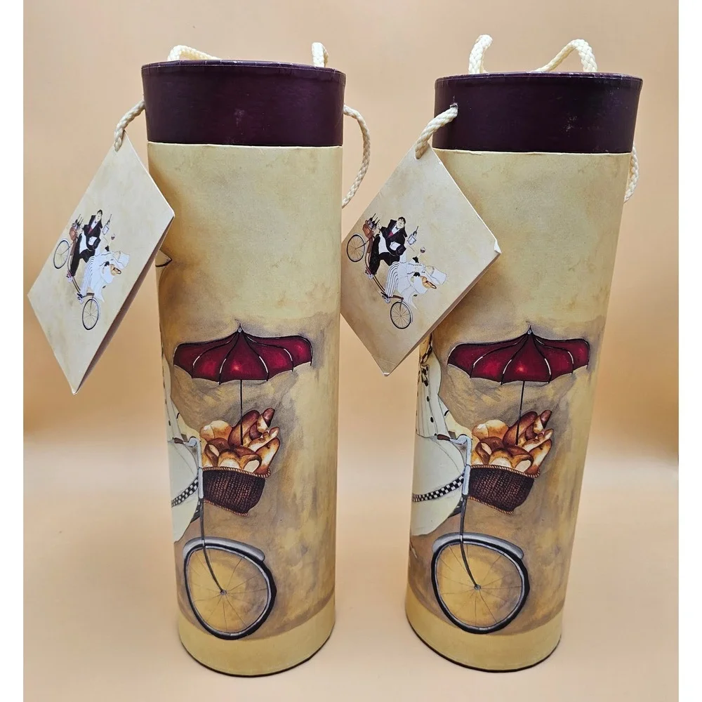 Vintage Tri Coastal Design Jennifer Garant 2 WineTube Gift Box Holder Chef Decor